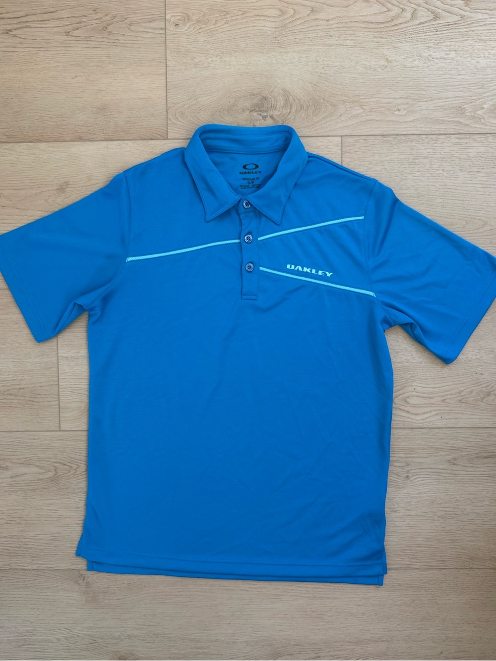 Oakley Men Bright Blue Performance Polo with Contrast Piping Logo Regular Fit S